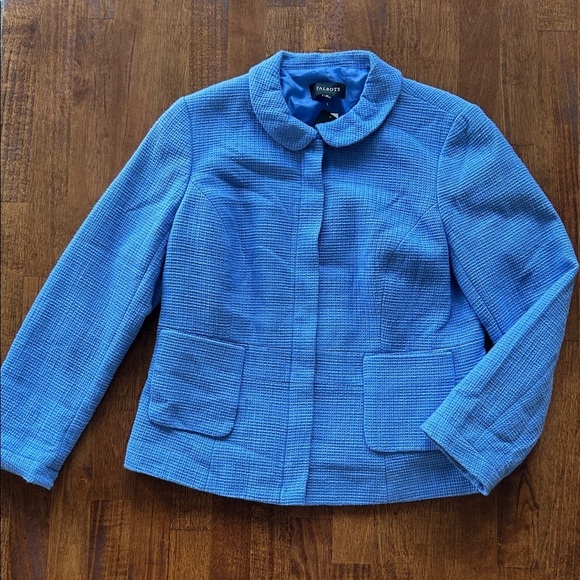Talbots Jackets & Blazers - Talbots tweed knit blazer Peter pan collar, periwinkle blue women’s size 10